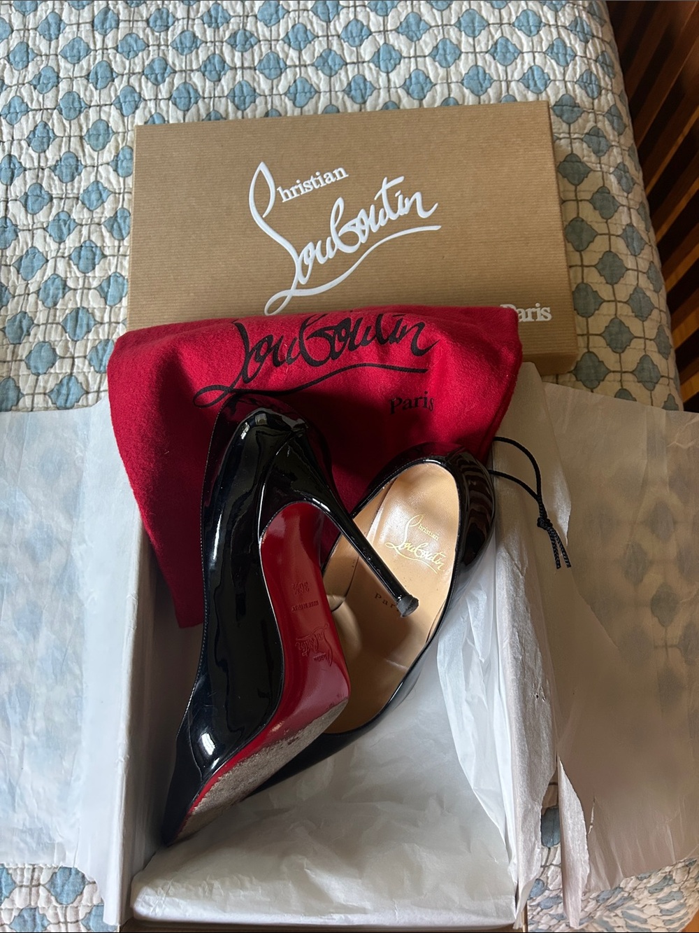 Christian Louboutin Black Patent Leather Pumps with Red Soles
